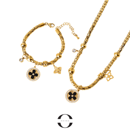 18k Gold-Plated Four-Leaf Clover Luck Jewelry Set